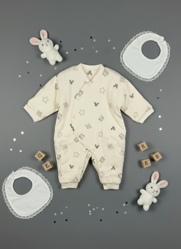 Cream Star & Mouse Print Jumpsuit