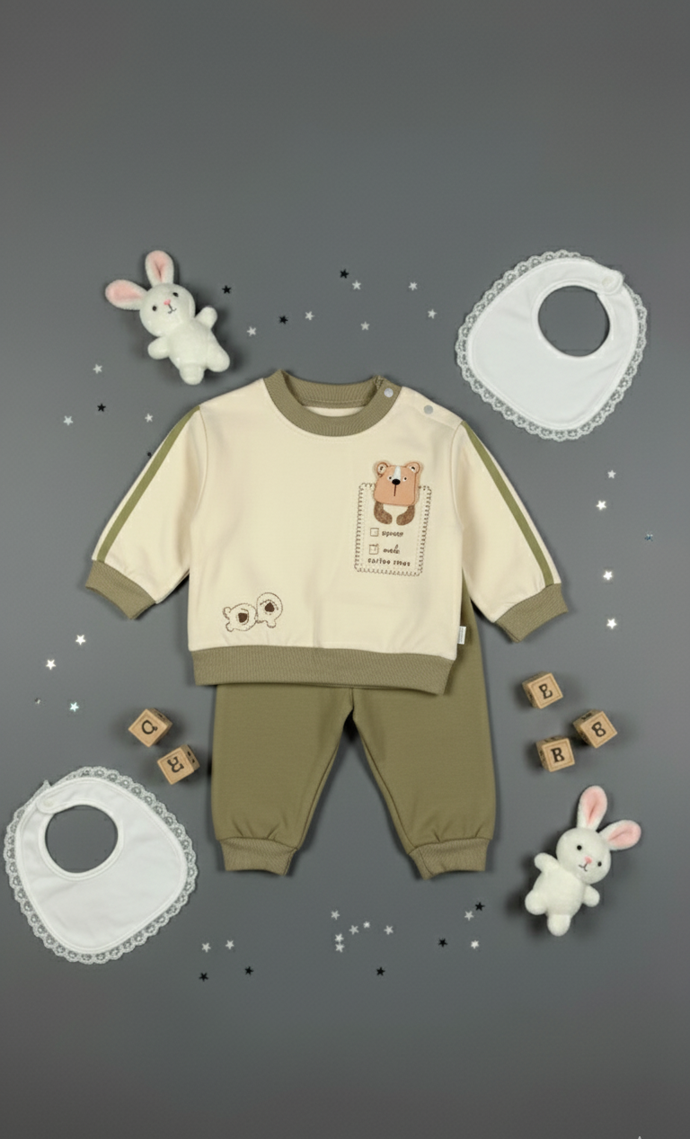 Cream Ruffle Top & Brown 'HUGO' Pants