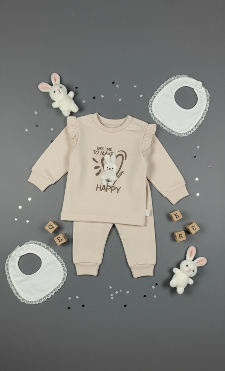 Baby Girl's Ruffle Top & Grey Pants Set