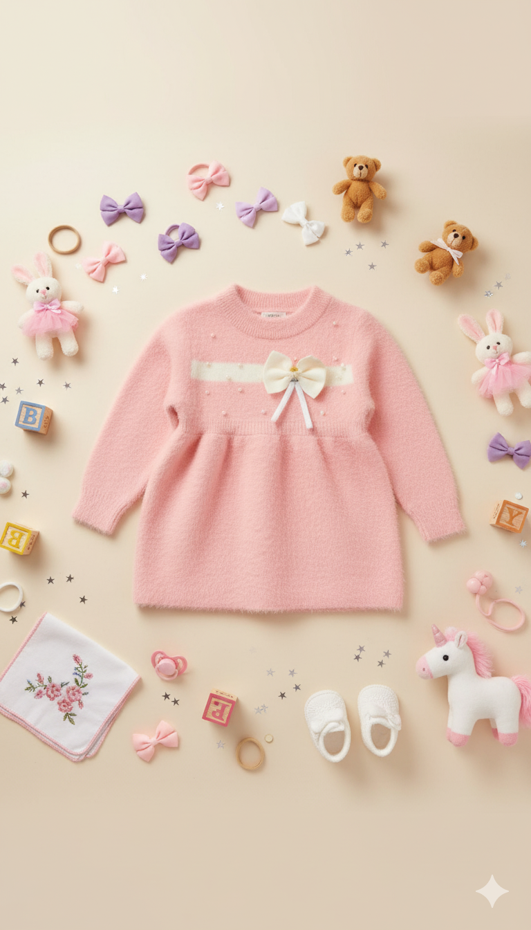 Baby Girls Fuzzy Sweater Dress
