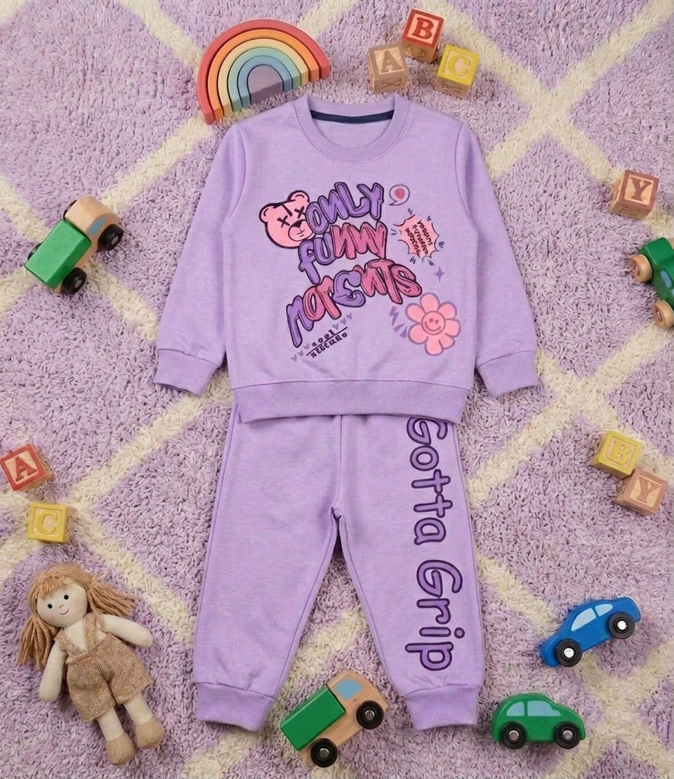 Premium Imported Winter Co-ord Set: Graphic Sweatshirt & Trousers for Kids