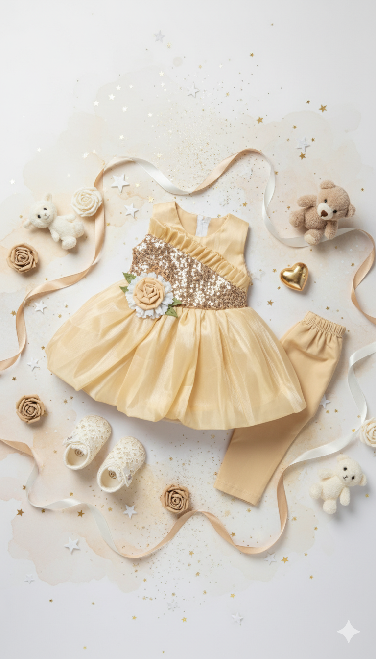 Girl's 3D Floral Party Dress Set