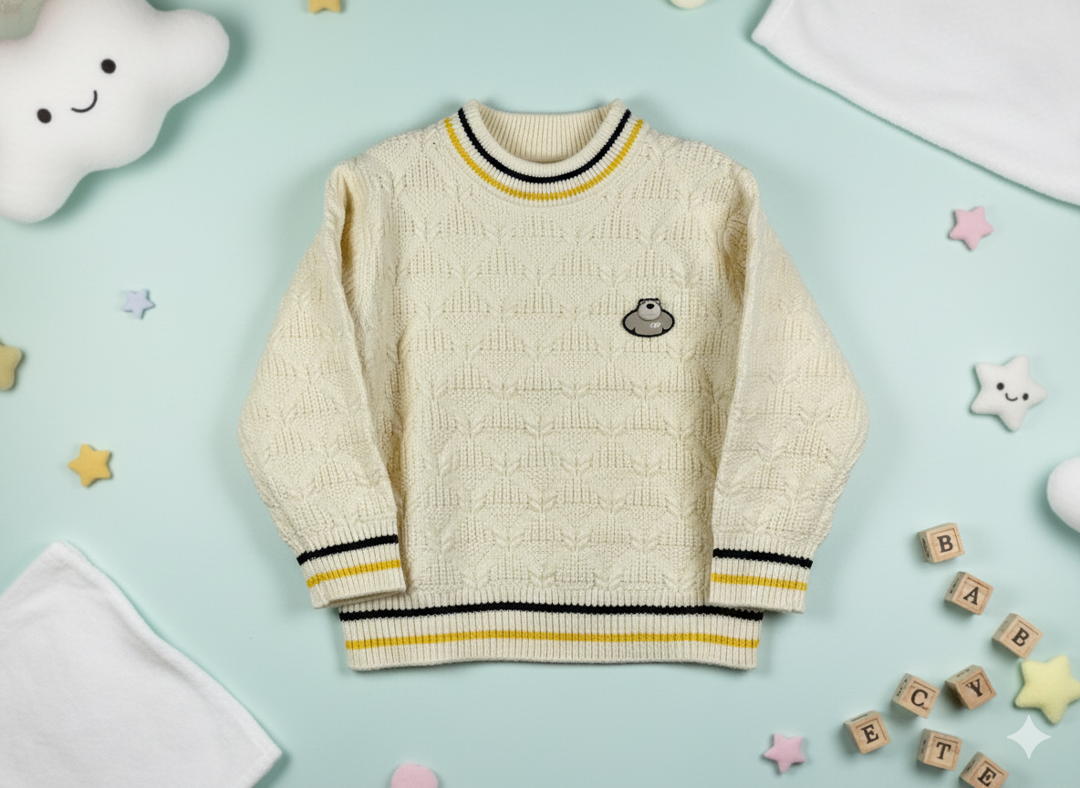 Kids' Cream Varsity Knit Sweater