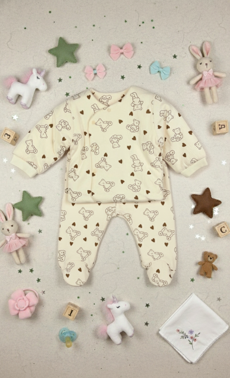 Baby Cream Footed Sleepsuit