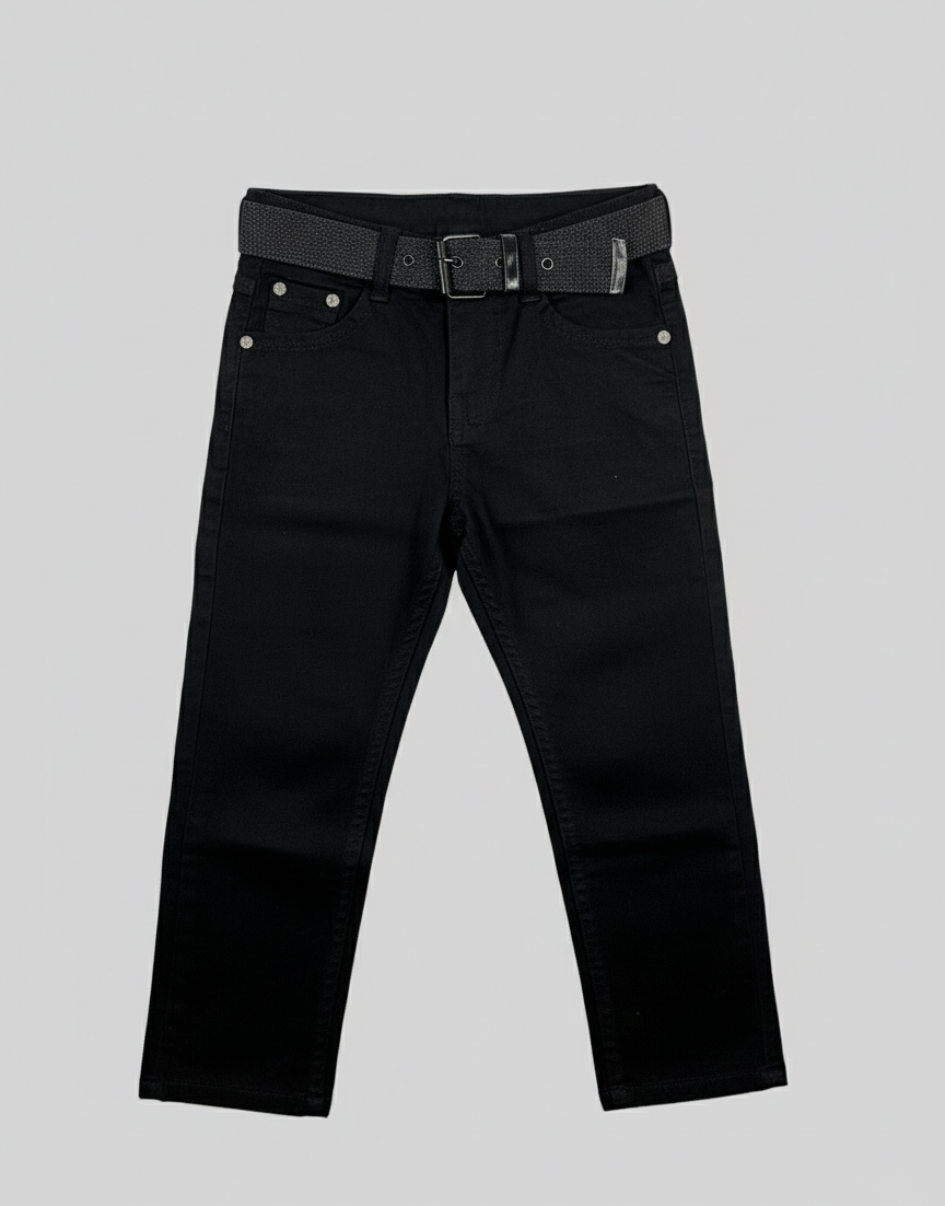 Premium Stretch Denim Jeans with Woven Belt