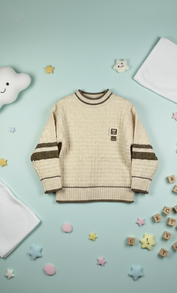 Kids' Cream Knit Sweater with UFO Patch
