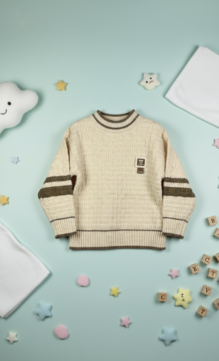 Kids' Cream Knit Sweater with UFO Patch