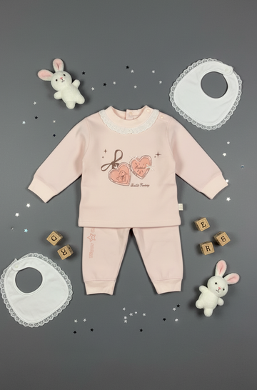 Lace Collar Top & Pants 2 Piece Suit for Girls