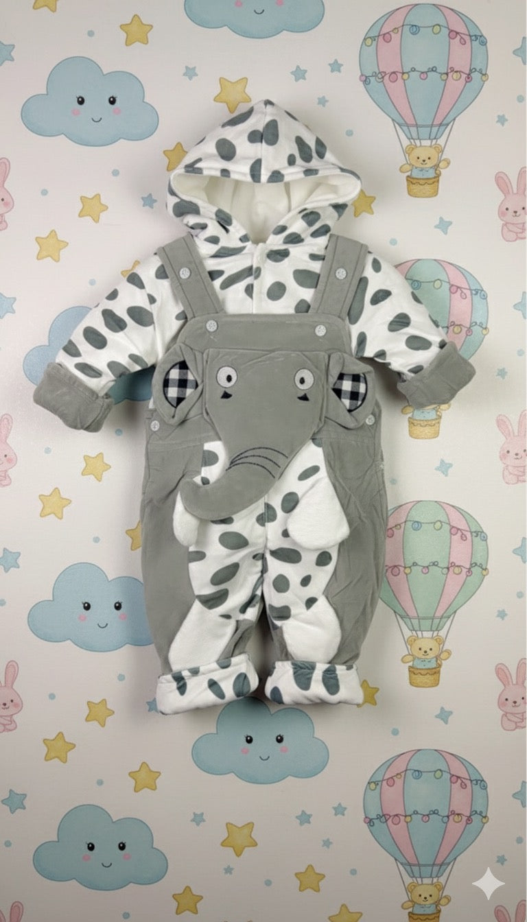 Adorable Baby Elephant Hooded Romper