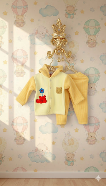 Plush Baby Outfit with Bear Appliqués