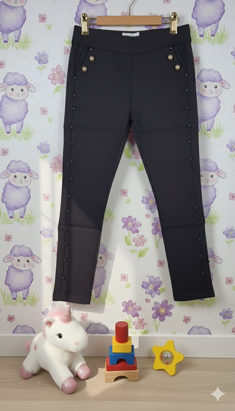 Girl's Stylish White Pent with Zipper and Pearl