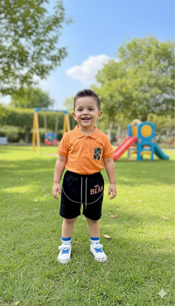 The "Mr. Bear" Playful Polo & Shorts Set