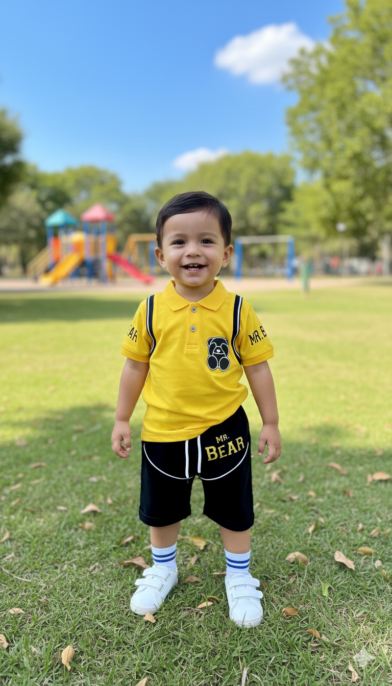 The "Mr. Bear" Playful Polo & Shorts Set