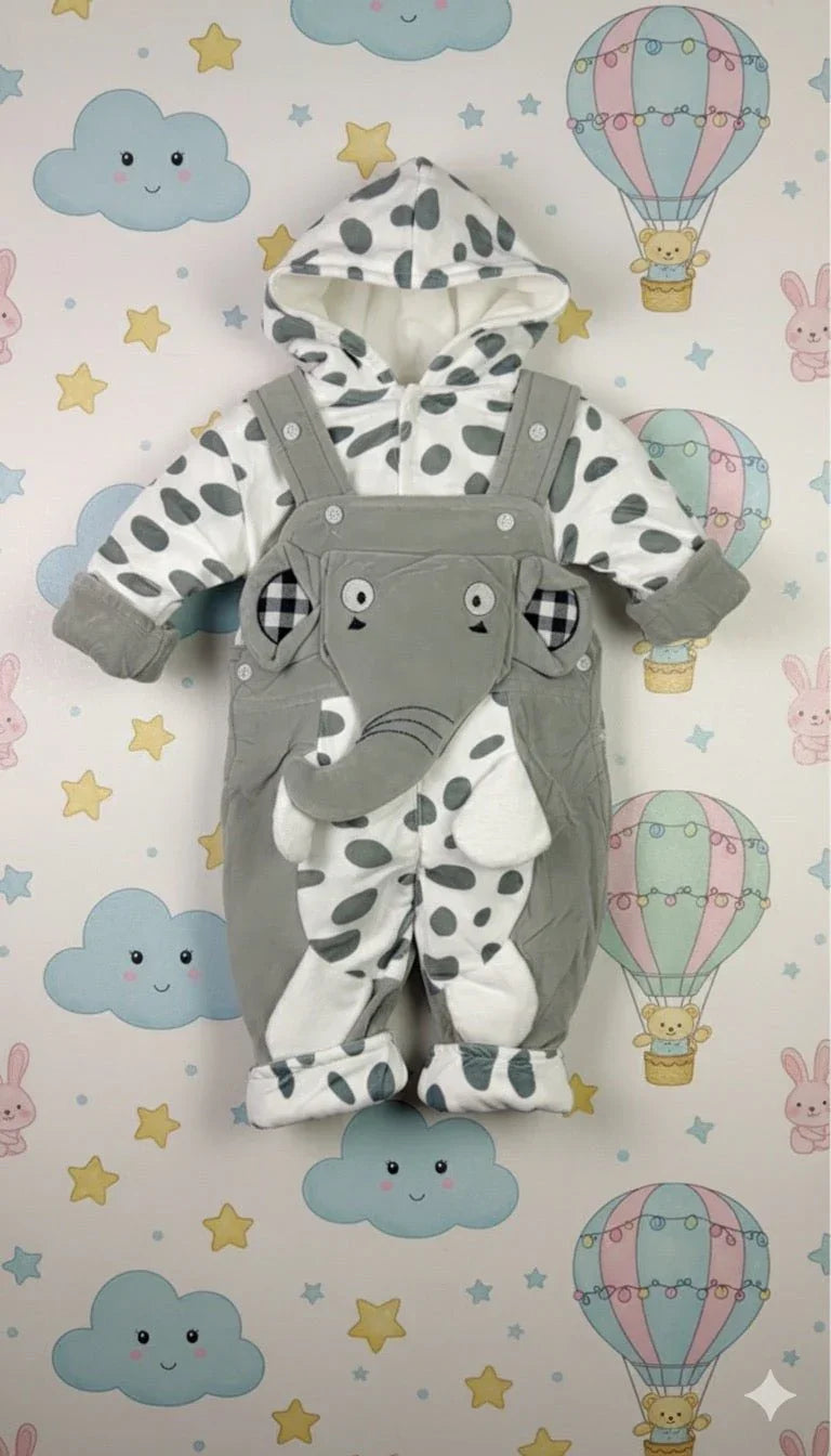 Adorable Baby Elephant Hooded Romper - Kiddy Bloom