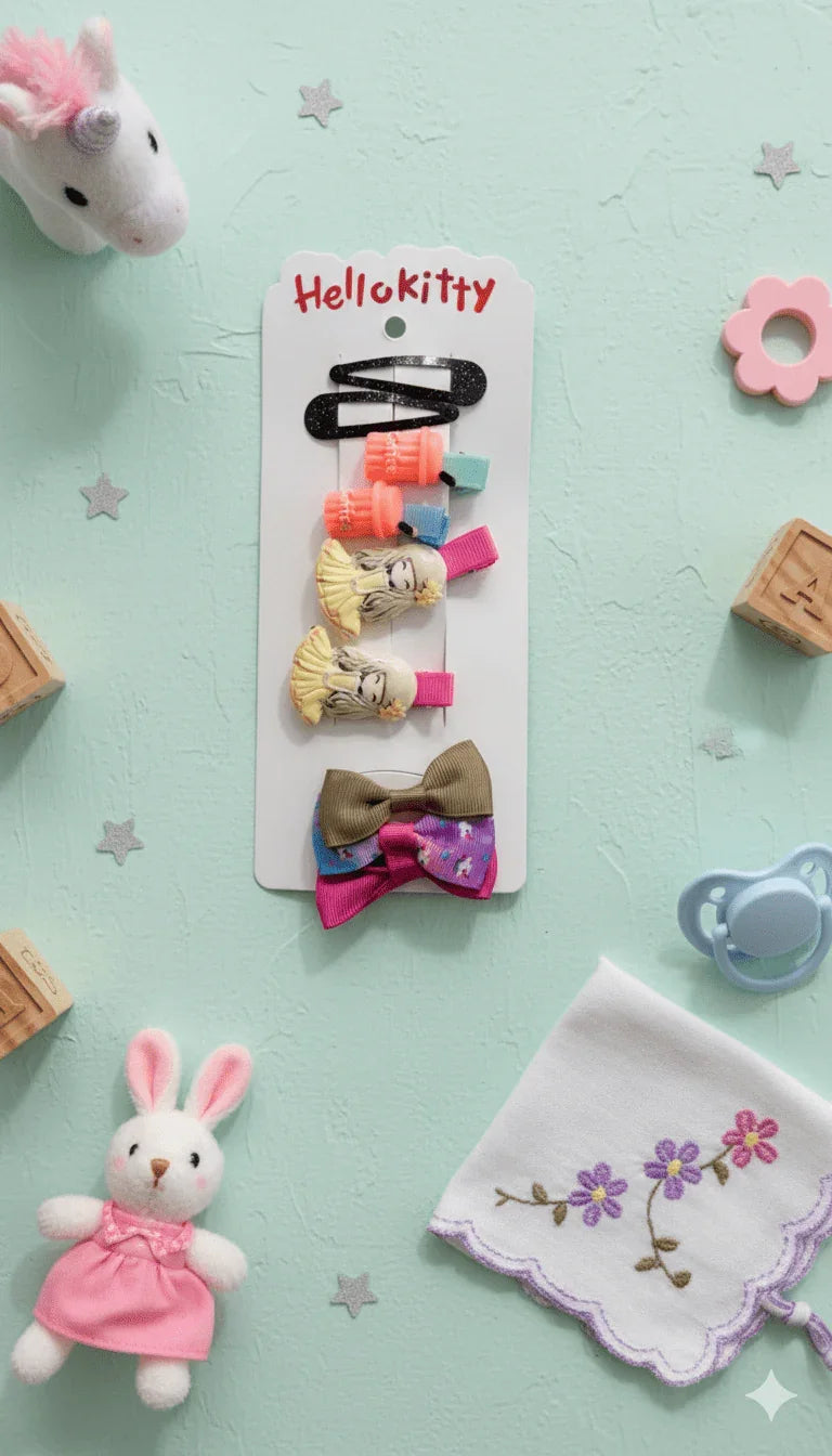 Assorted Children's Hair Clips and Bows Flat Lay - Kiddy Bloom