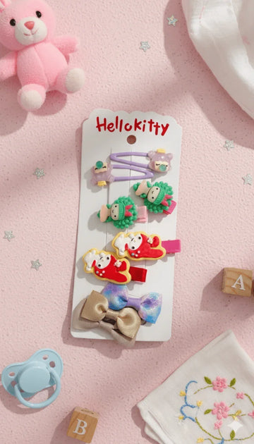Assorted 'Hellokitty' Hair Clips and Bows Flat Lay - Kiddy Bloom