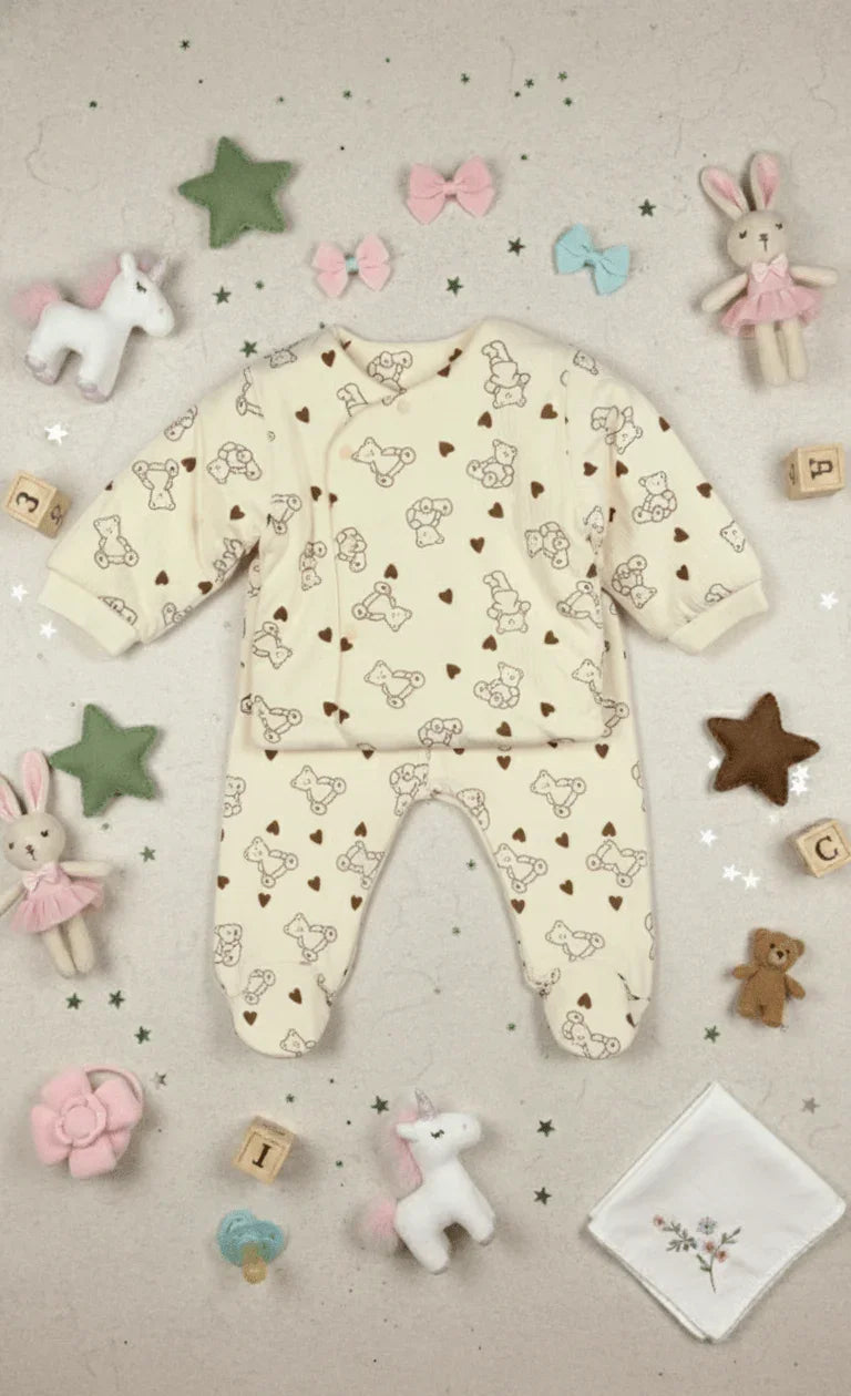 Baby Cream Footed Sleepsuit - Kiddy Bloom