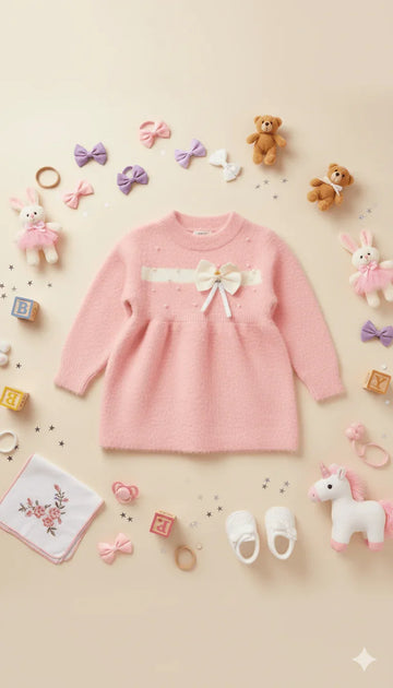 Baby Girls Fuzzy Sweater Dress - Kiddy Bloom