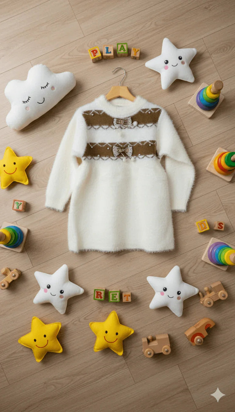 Baby Girls Fuzzy Sweater Dress - Kiddy Bloom