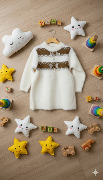 Baby Girls Fuzzy Sweater Dress - Kiddy Bloom