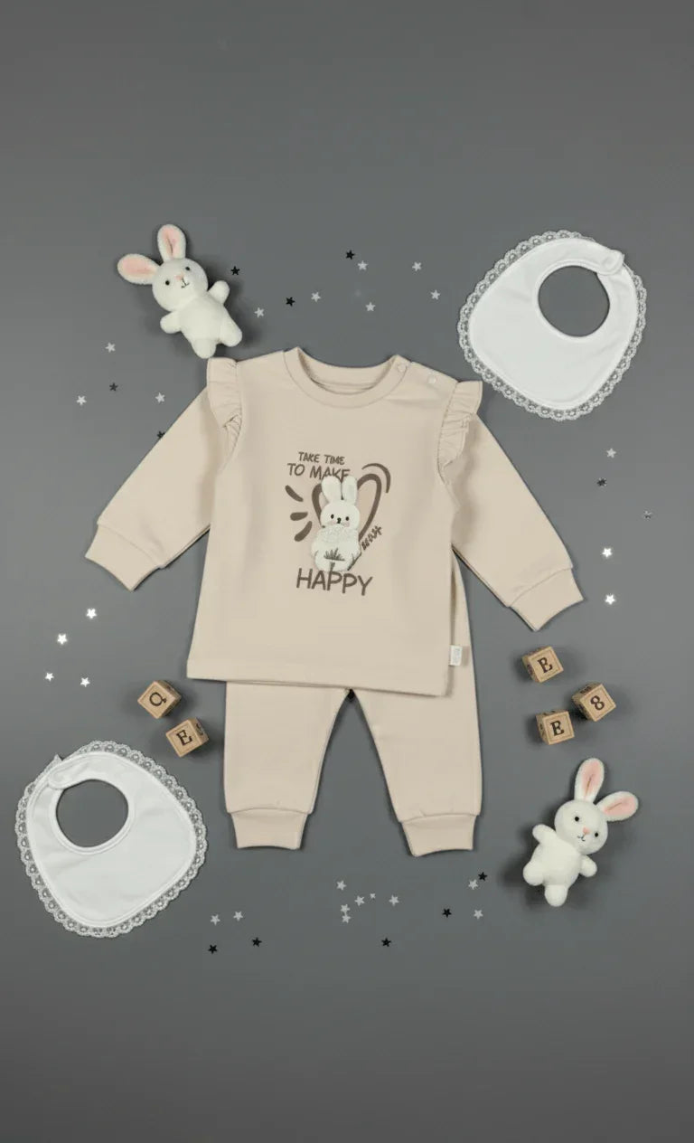 Baby Girl's Ruffle Top & Grey Pants Set