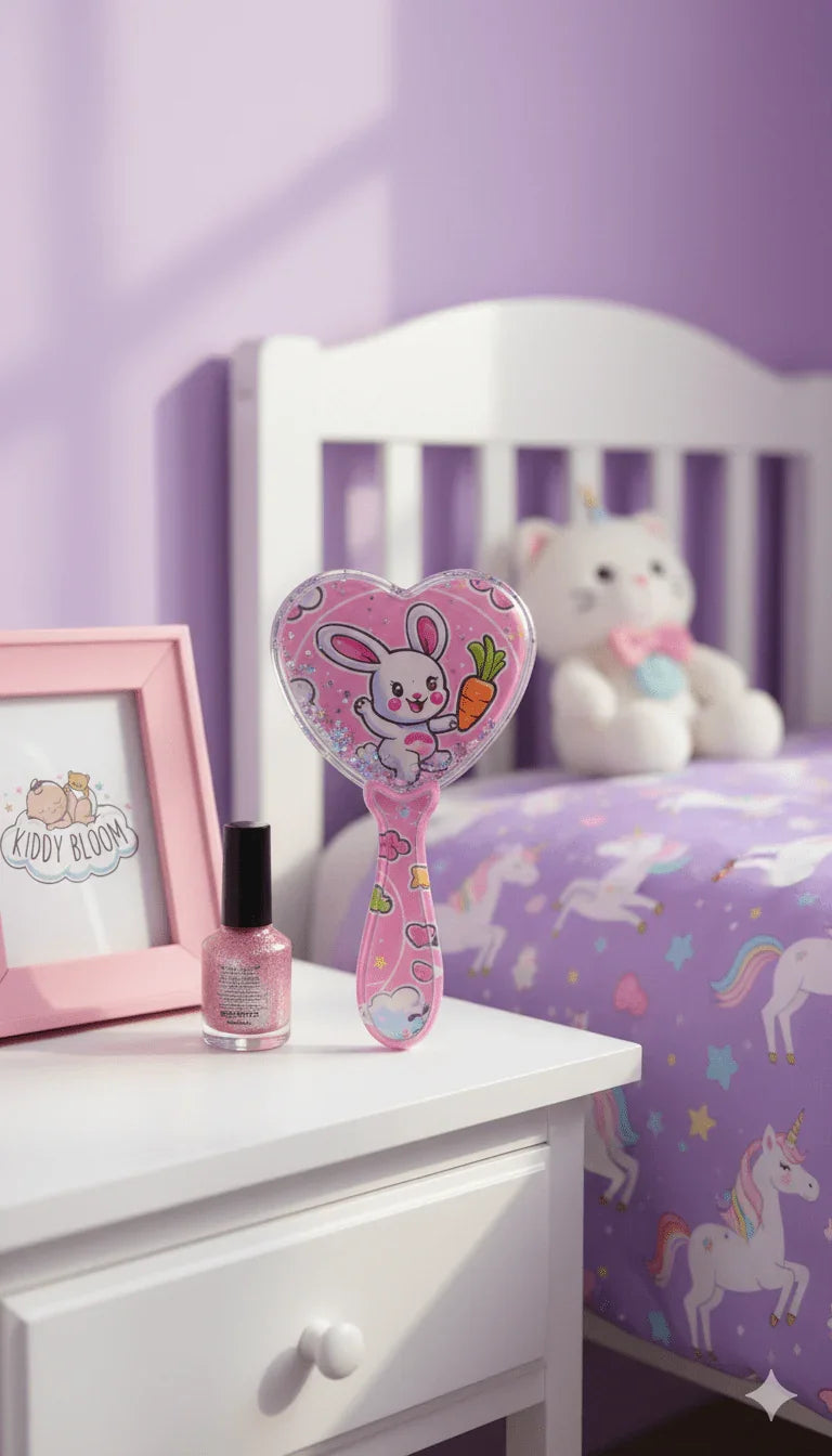 Child's Pink Glitter Hairbrush - Kiddy Bloom