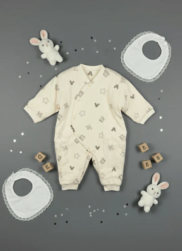 Cream Star & Mouse Print Jumpsuit - Kiddy Bloom