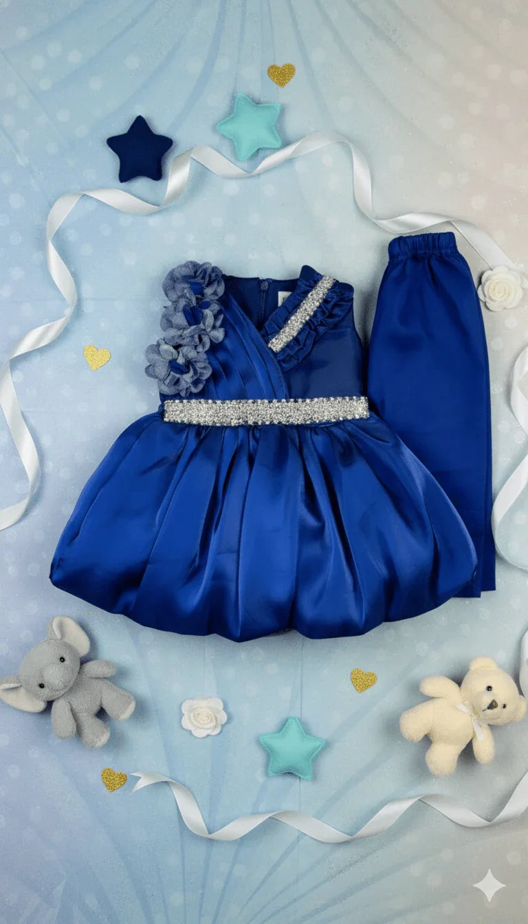 Girl's 3D Floral Party Dress Set - Kiddy Bloom