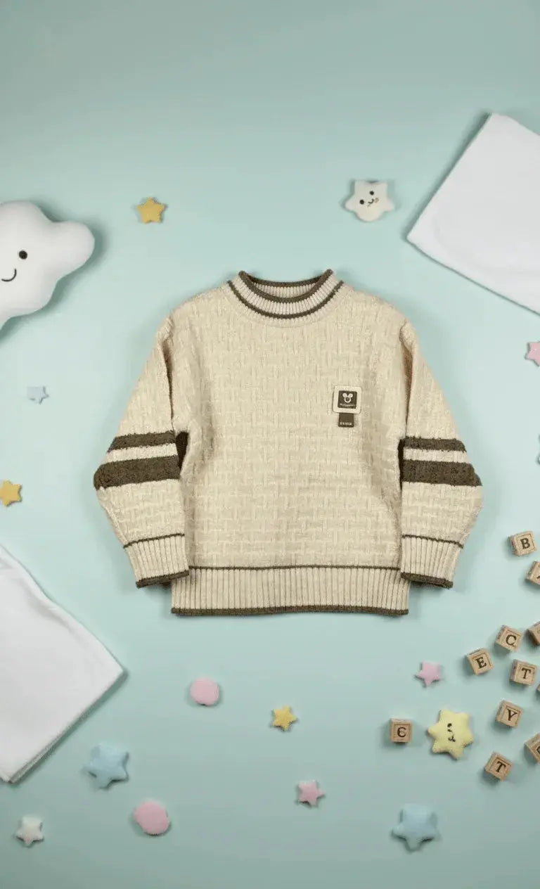 Kids' Cream Knit Sweater with UFO Patch - Kiddy Bloom